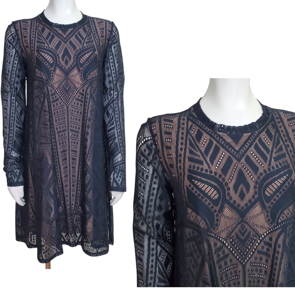 BCBG MaxAzria Dress Women S Sheer Lined Nude Illusion‎ Party Whimsigoth Evening
